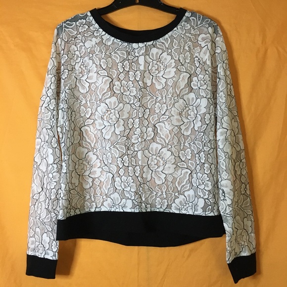 New York \u0026 Company Sweaters | Floral Lace Sweater | Color: Black/White | Size: M | Ronniezim123's Closet